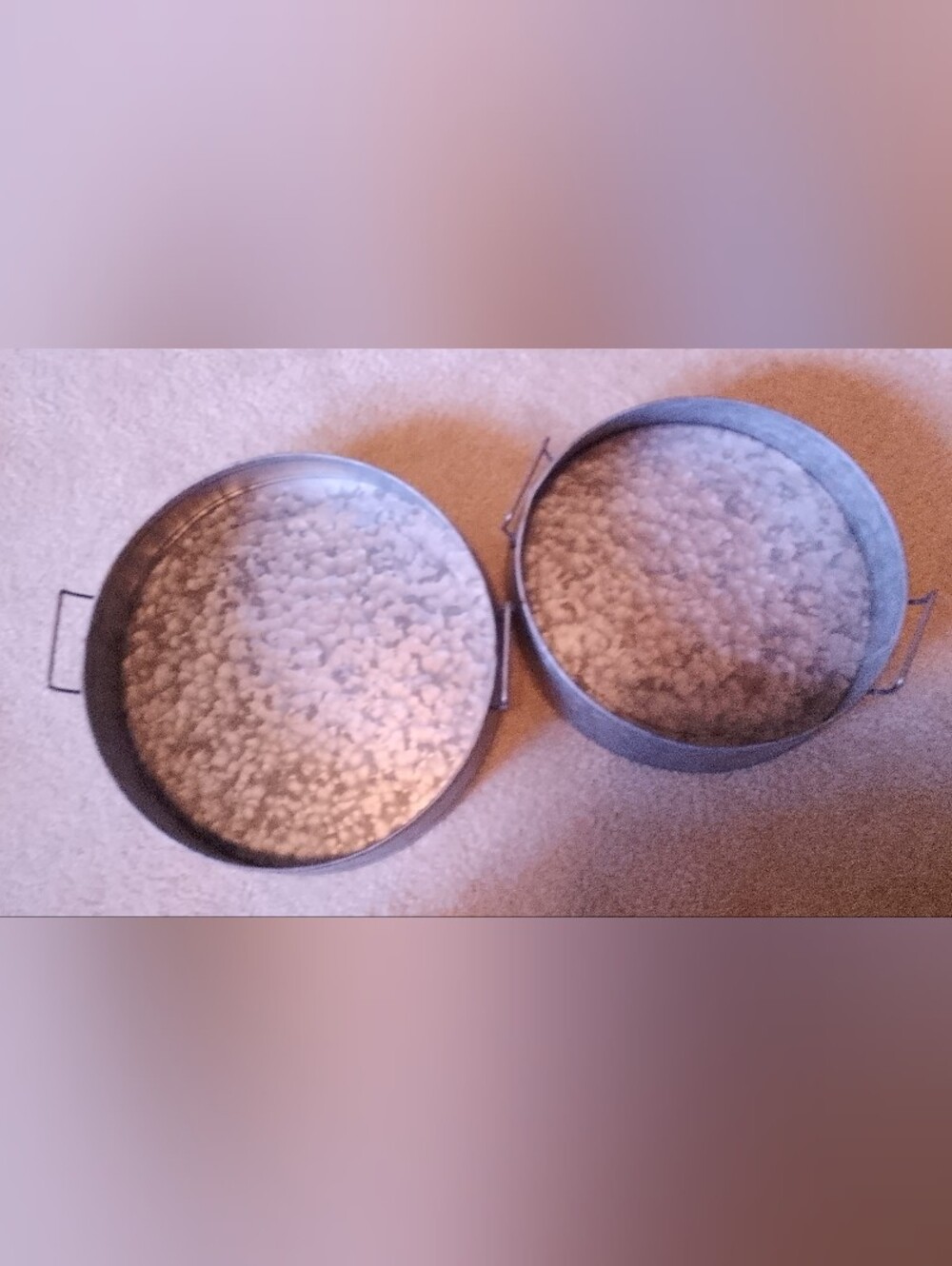 Pair Of shallow Nesting Galvanized Containers W Handles